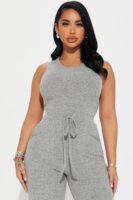 Heather Grey Jumpsuit with wide leg