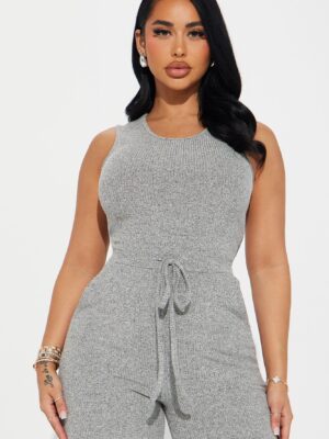 Heather Grey Jumpsuit with wide leg