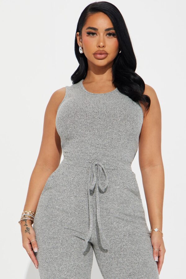 Heather Grey Jumpsuit with wide leg