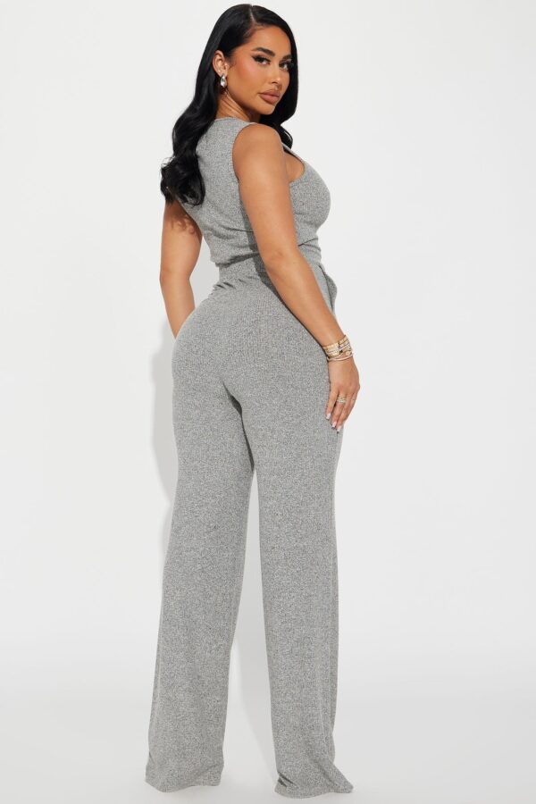 Heather Grey Jumpsuit with wide leg