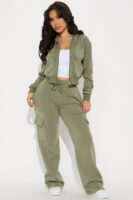 Olive Cropped Hoodie