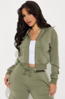 Olive Cropped Hoodie