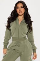 Olive Cropped Hoodie
