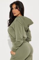 Olive Cropped Hoodie
