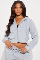 Heather Grey Hoodie with cropped