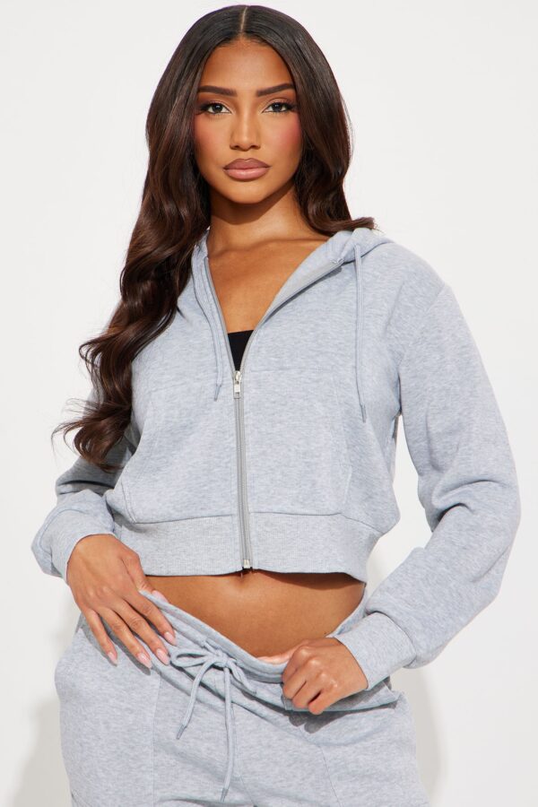 Heather Grey Hoodie with cropped