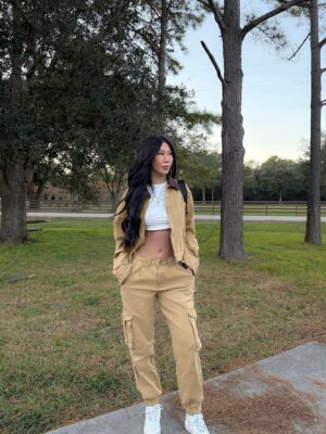 Khaki High-Waist Pants