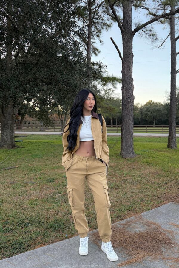 Khaki High-Waist Pants