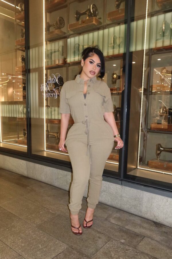 Linen Jumpsuit in Olive