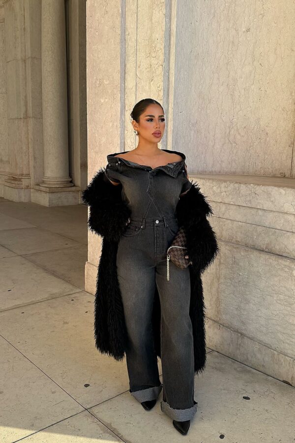 Jumpsuit in Black and Denim 100% cotton