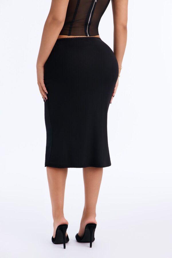 Lane Low Rise Double Layered Mesh Midi Skirt - Black