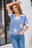 Blue Graphic Top