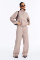 Taupe Mock-Neck Pants