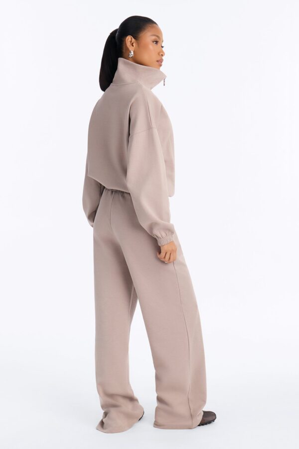 Taupe Mock-Neck Pants