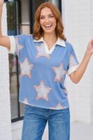 Blue Graphic Top