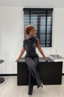 Jumpsuit in Black and Denim 100% cotton