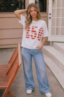 White Graphic Top