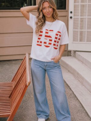 White Graphic Top