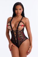 Black and Red V-Neck Top