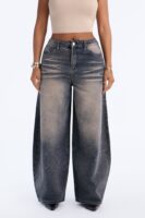 Born To Shine Embellished Baggy Jeans - Vintage Wash