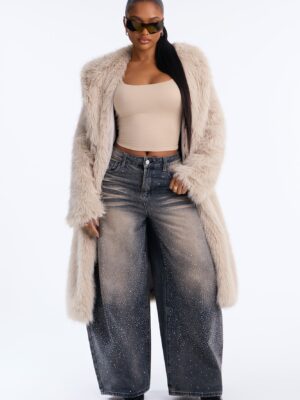 Born To Shine Embellished Baggy Jeans - Vintage Wash