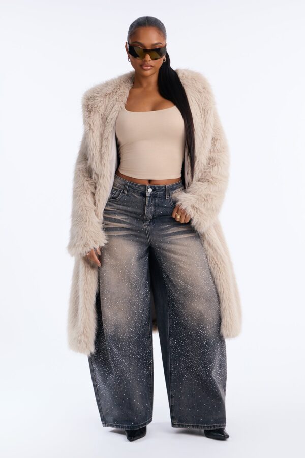 Born To Shine Embellished Baggy Jeans - Vintage Wash