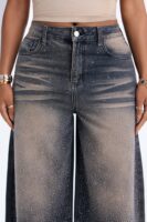Born To Shine Embellished Baggy Jeans - Vintage Wash