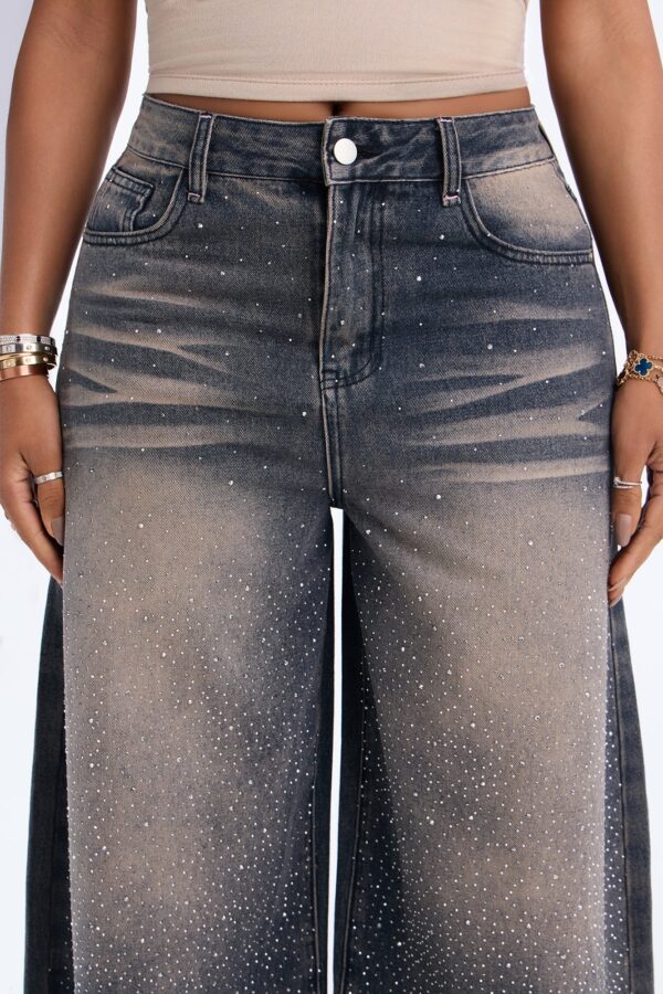 Born To Shine Embellished Baggy Jeans - Vintage Wash