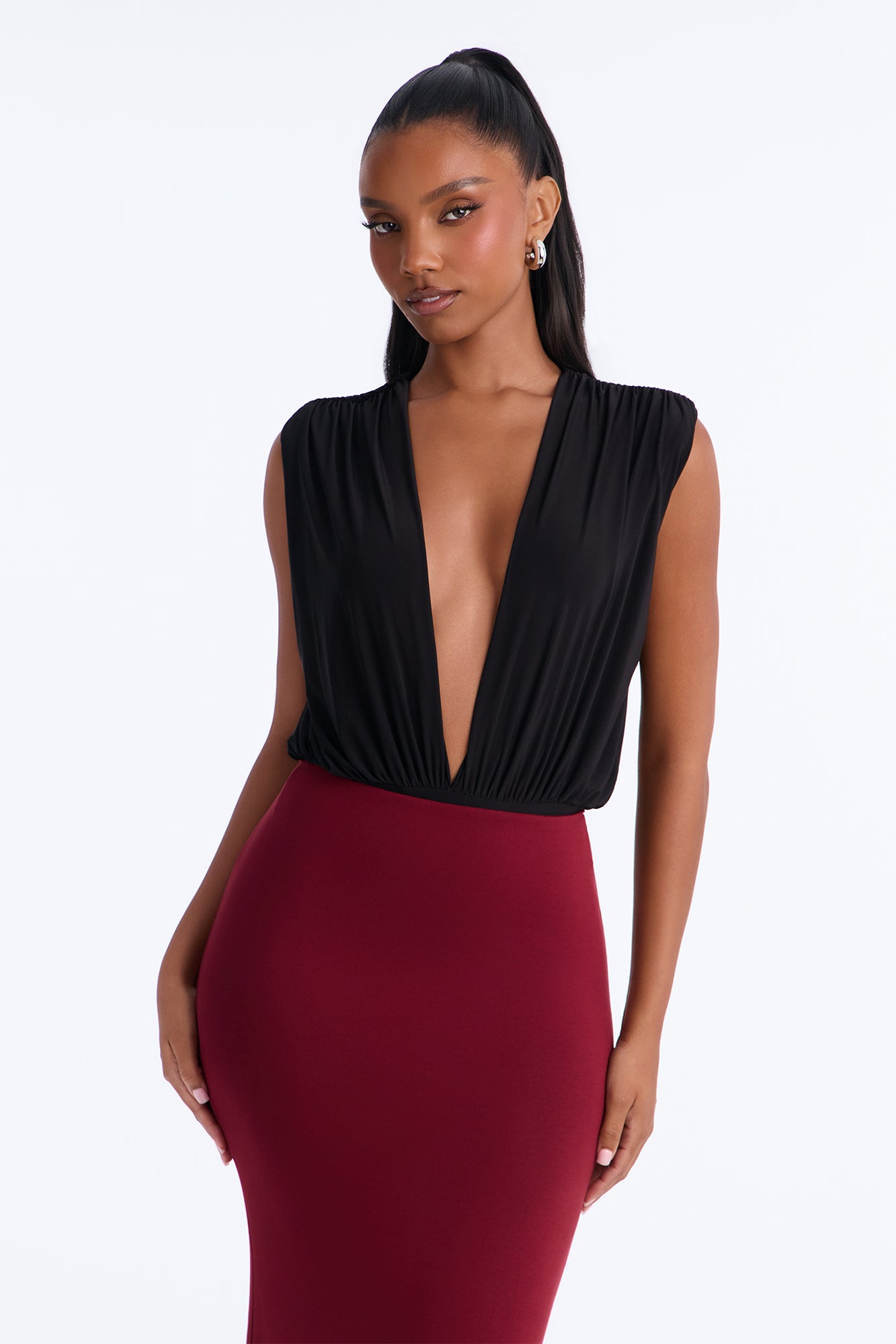 Black V-Neck Bodysuit