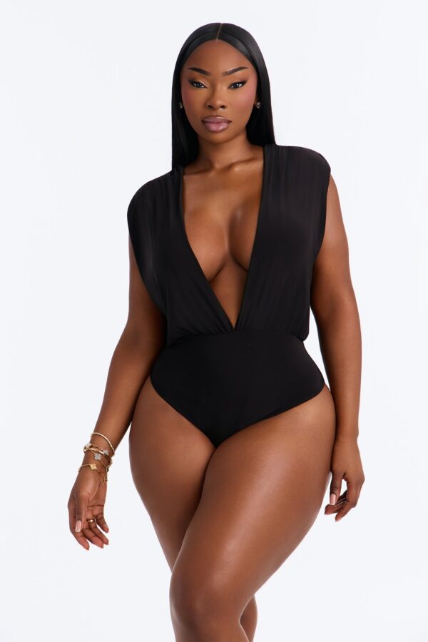 Black V-Neck Bodysuit