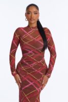 Brown Mock-Neck Dress