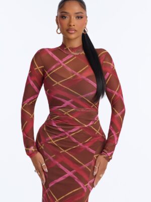 Brown Mock-Neck Dress