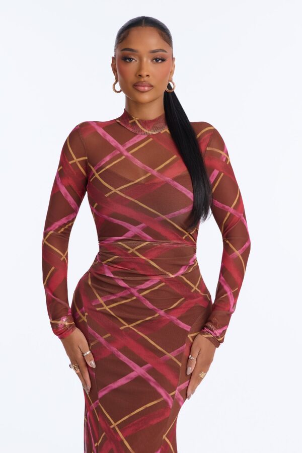 Brown Mock-Neck Dress