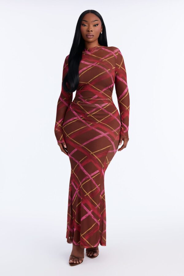 Brown Mock-Neck Dress
