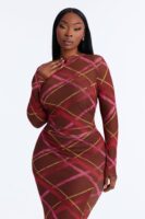 Brown Mock-Neck Dress