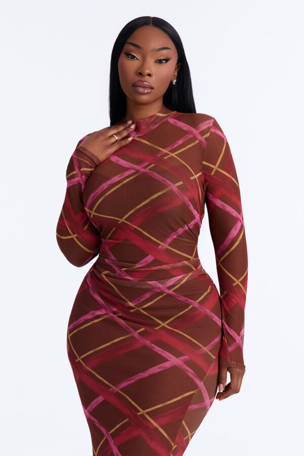 Brown Mock-Neck Dress