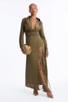 Olive Cowl-Neck Dress