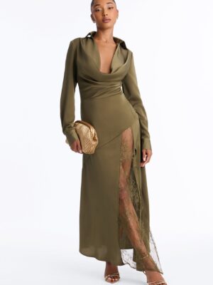 Olive Cowl-Neck Dress