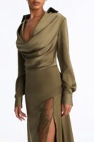 Olive Cowl-Neck Dress