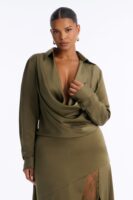 Olive Cowl-Neck Dress