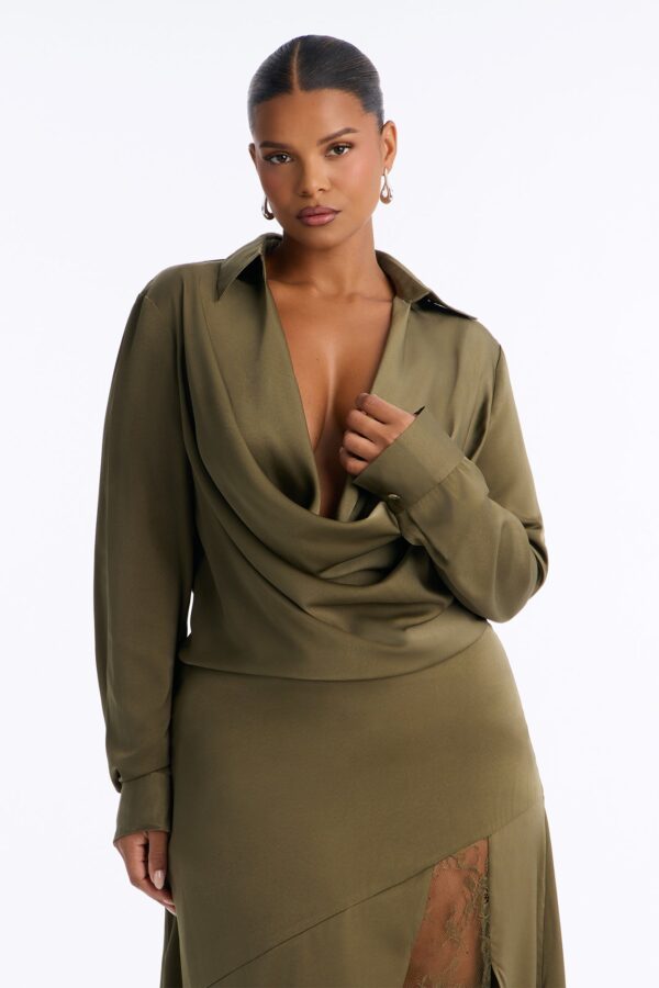Olive Cowl-Neck Dress