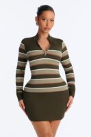 Green Mock-Neck Dress