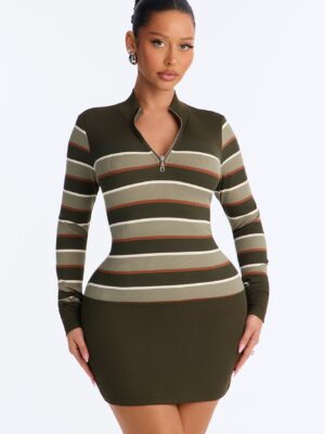 Green Mock-Neck Dress