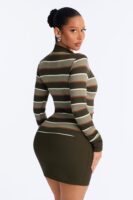 Green Mock-Neck Dress
