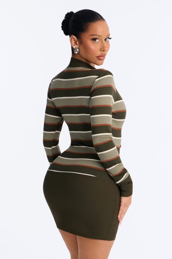 Green Mock-Neck Dress