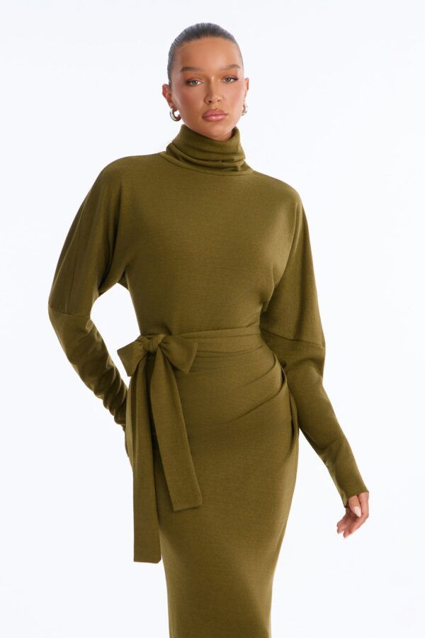 Dress with a cowl neck