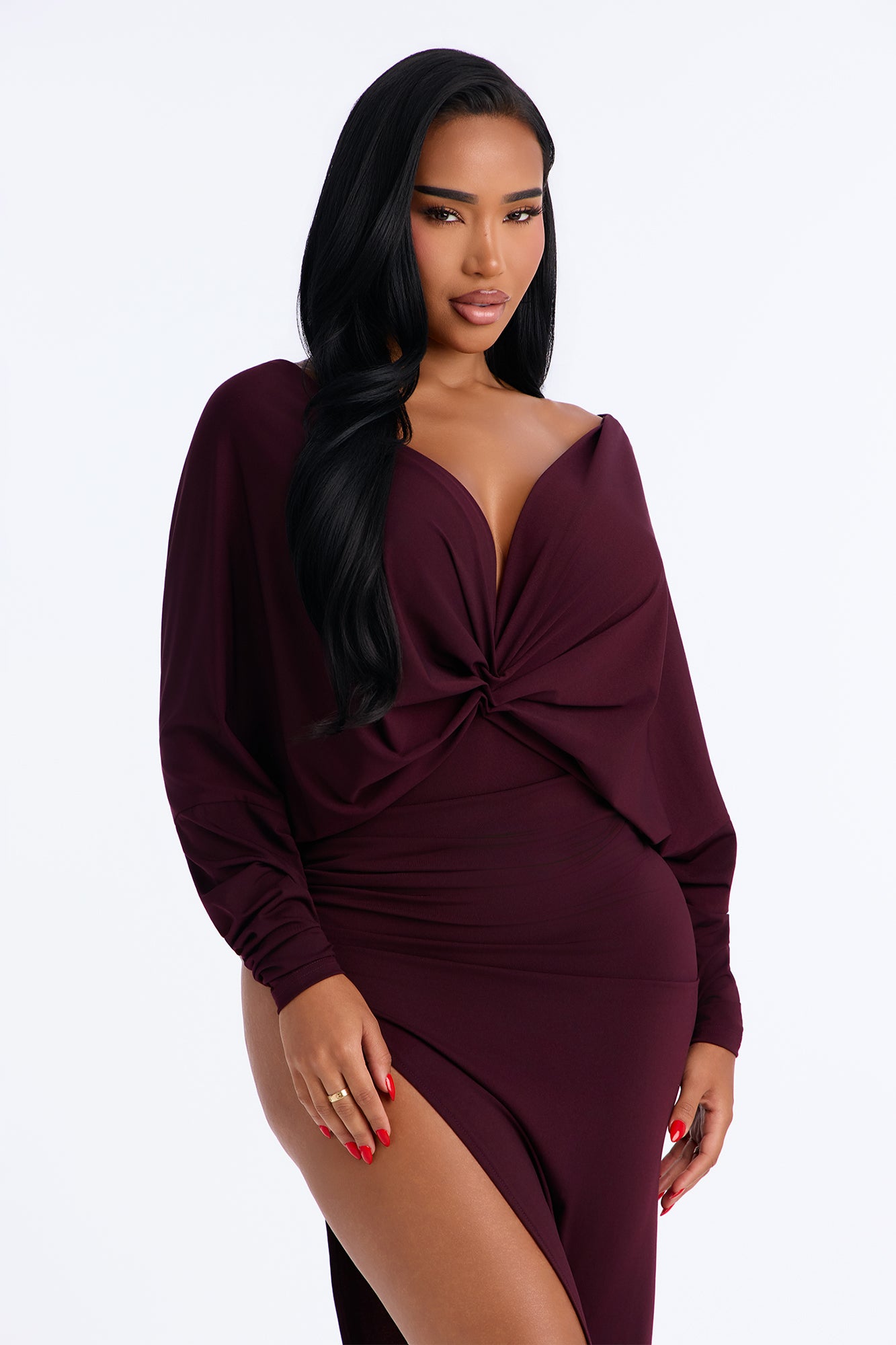 Purple V-Neck Dress