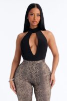 Mock-Neck Bodysuit in Black