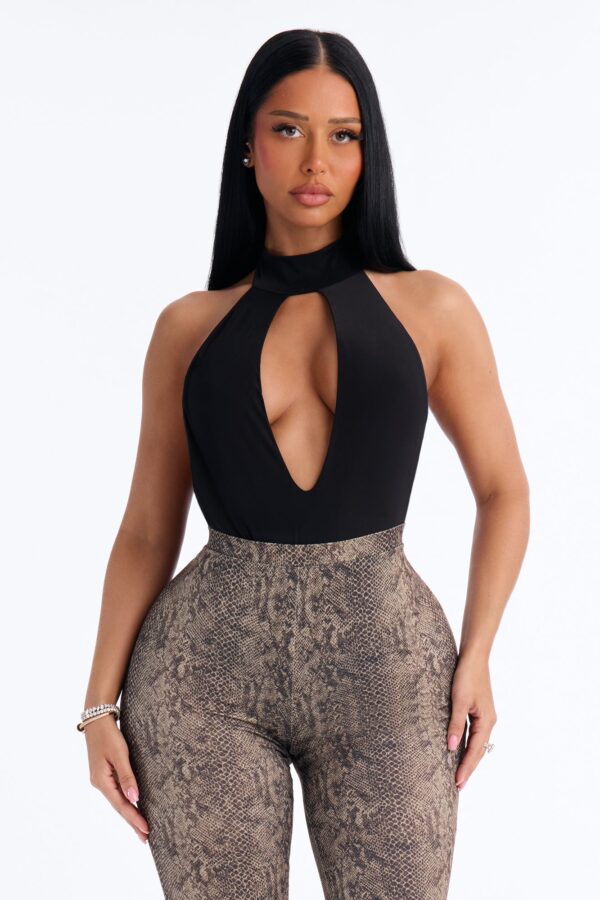 Mock-Neck Bodysuit in Black