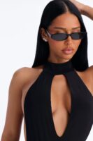 Mock-Neck Bodysuit in Black